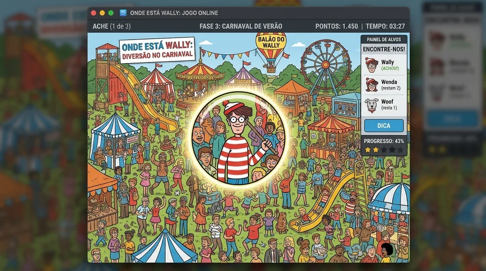 Prévia do aplicativo do jogo Onde Está Wally instalado no computador e celular